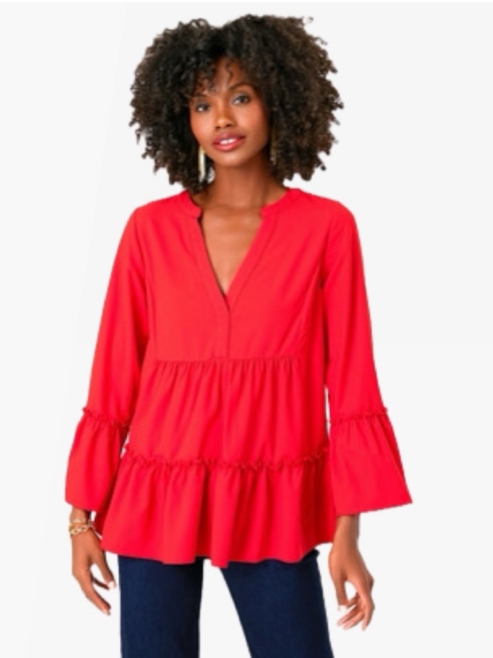 Tuckernuck Pomander Place Red Crepe Kenzo Top Sz Large Chic Preppy Holidays Boho